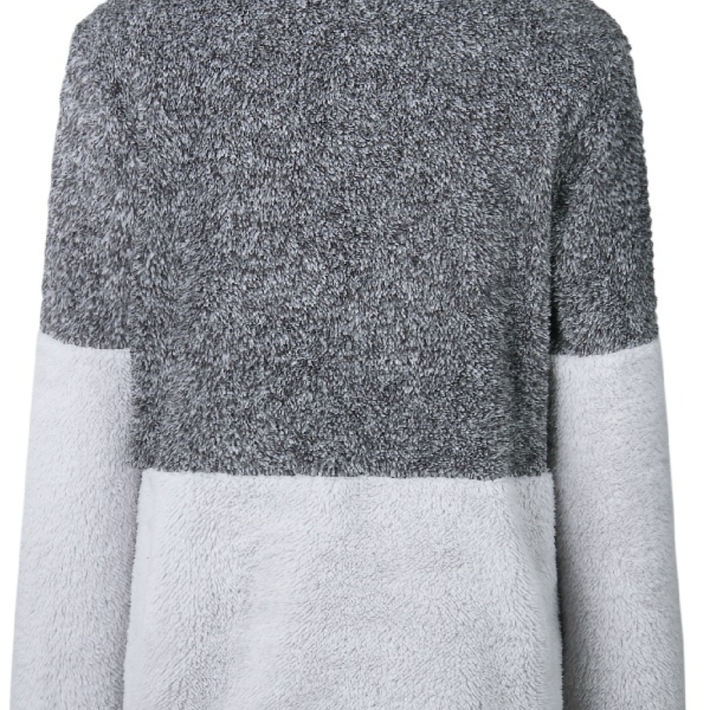 Grey & White half zip pullover cozy sweatshirt - Picture 3 of 5